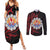 Tahitian Coat Of Arm and Tiare Flower Couples Matching Summer Maxi Dress and Long Sleeve Button Shirt Polynesian Tribal Tattoo