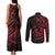 Tahitian Coat Of Arm and Tiare Flower Couples Matching Tank Maxi Dress and Long Sleeve Button Shirt Polynesian Tribal Tattoo