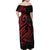 Tahitian Coat Of Arm and Tiare Flower Family Matching Off Shoulder Maxi Dress and Hawaiian Shirt Polynesian Tribal Tattoo