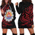 Tahitian Coat Of Arm and Tiare Flower Hoodie Dress Polynesian Tribal Tattoo