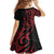 Tahitian Coat Of Arm and Tiare Flower Kid Short Sleeve Dress Polynesian Tribal Tattoo