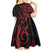 Tahitian Coat Of Arm and Tiare Flower Kid Short Sleeve Dress Polynesian Tribal Tattoo