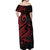 Tahitian Coat Of Arm and Tiare Flower Off Shoulder Maxi Dress Polynesian Tribal Tattoo