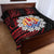 Tahitian Coat Of Arm and Tiare Flower Quilt Bed Set Polynesian Tribal Tattoo