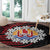 Tahitian Coat Of Arm and Tiare Flower Round Carpet Polynesian Tribal Tattoo