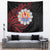 Tahitian Coat Of Arm and Tiare Flower Tapestry Polynesian Tribal Tattoo