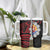 Tahitian Coat Of Arm and Tiare Flower Tumbler With Handle Polynesian Tribal Tattoo