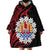 Tahitian Coat Of Arm and Tiare Flower Wearable Blanket Hoodie Polynesian Tribal Tattoo