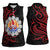 Tahitian Coat Of Arm and Tiare Flower Women Sleeveless Polo Shirt Polynesian Tribal Tattoo