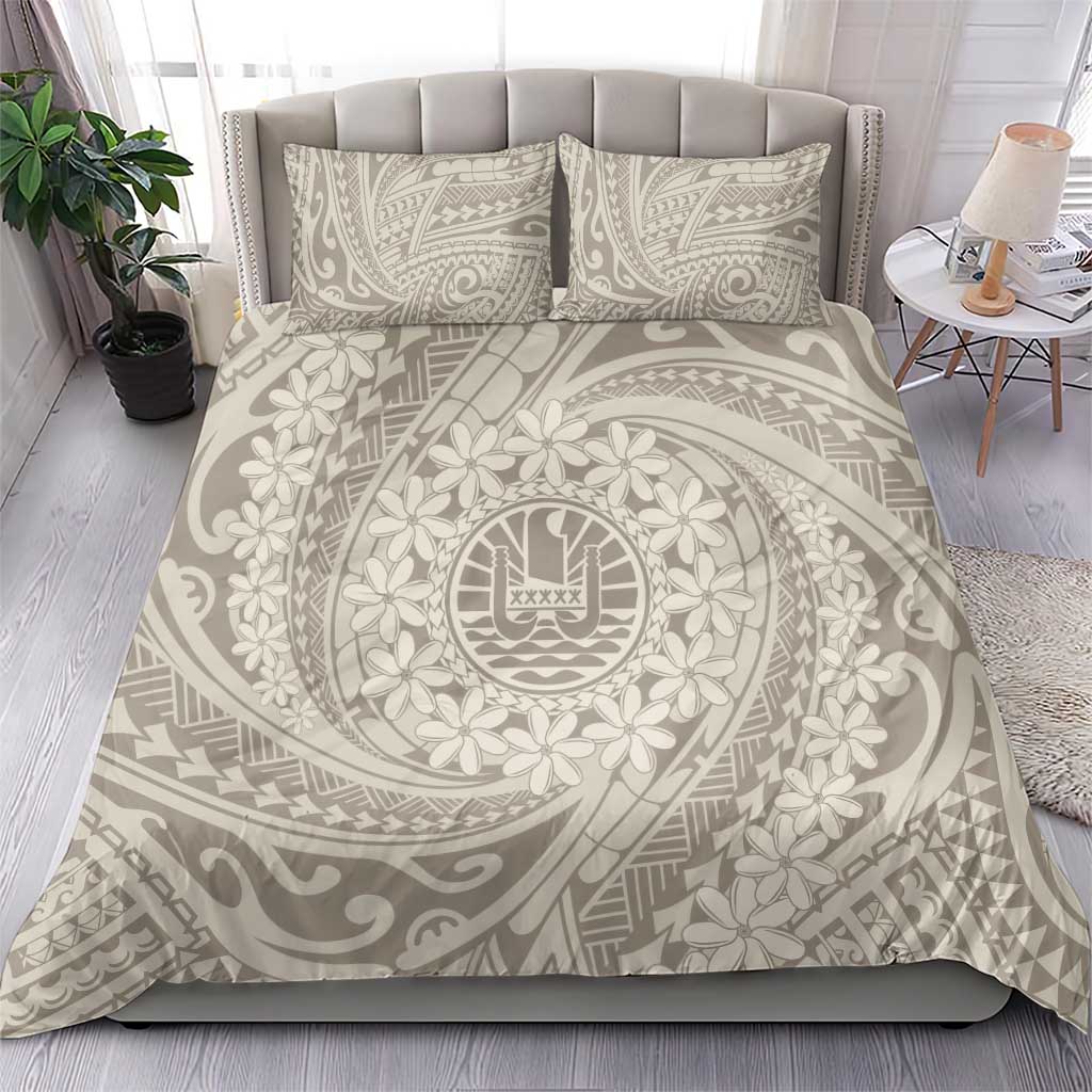 Tahitian Tiare Flower Bedding Set Beige Polynesian Pattern LT9 - Polynesian Pride