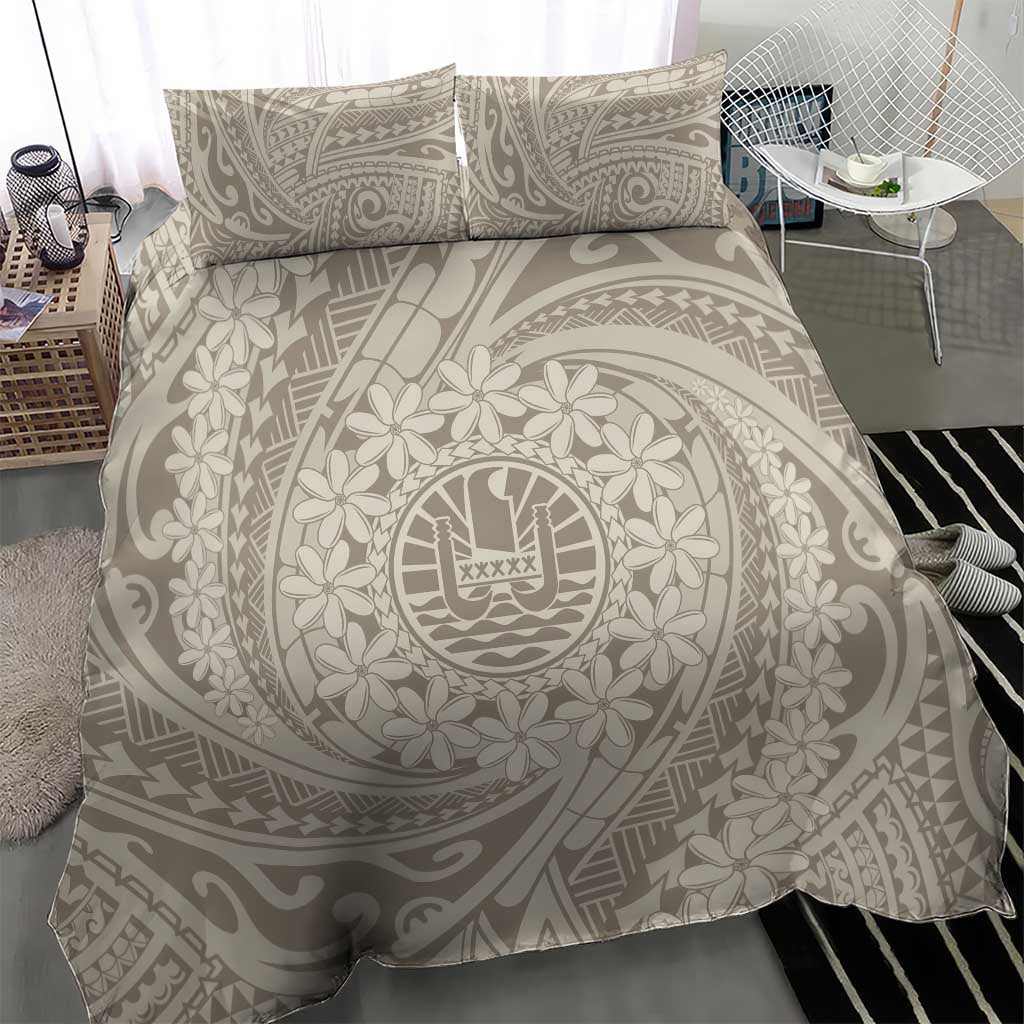 Tahitian Tiare Flower Bedding Set Beige Polynesian Pattern LT9 - Polynesian Pride