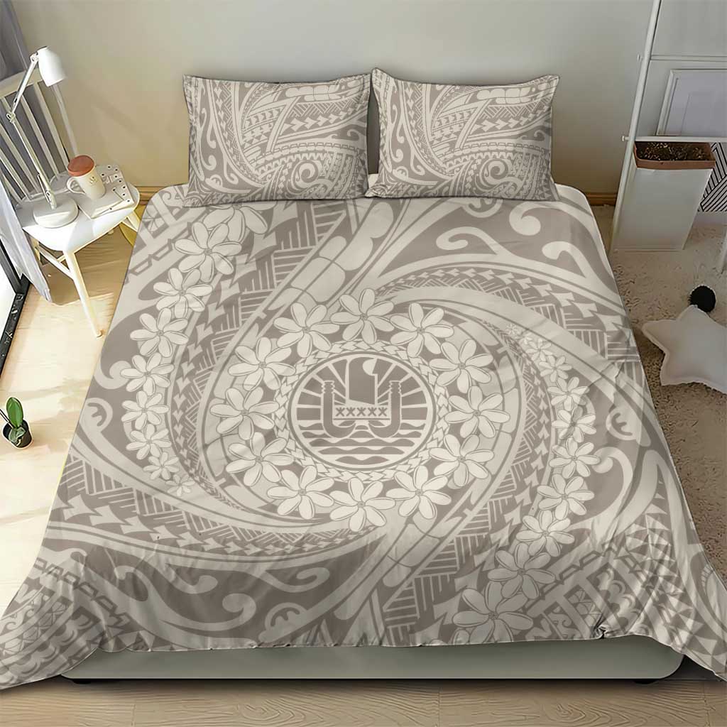 Tahitian Tiare Flower Bedding Set Beige Polynesian Pattern LT9 - Polynesian Pride