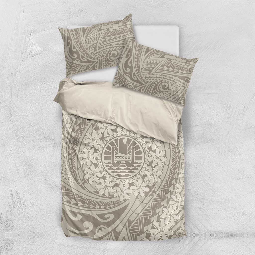 Tahitian Tiare Flower Bedding Set Beige Polynesian Pattern LT9 US Twin 172cm x 218cm Beige - Polynesian Pride