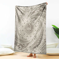 Tahitian Tiare Flower Blanket Beige Polynesian Pattern LT9 - Polynesian Pride
