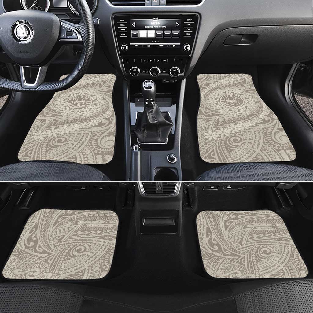 Tahitian Tiare Flower Car Mats Beige Polynesian Pattern LT9 Set 4pcs Beige - Polynesian Pride