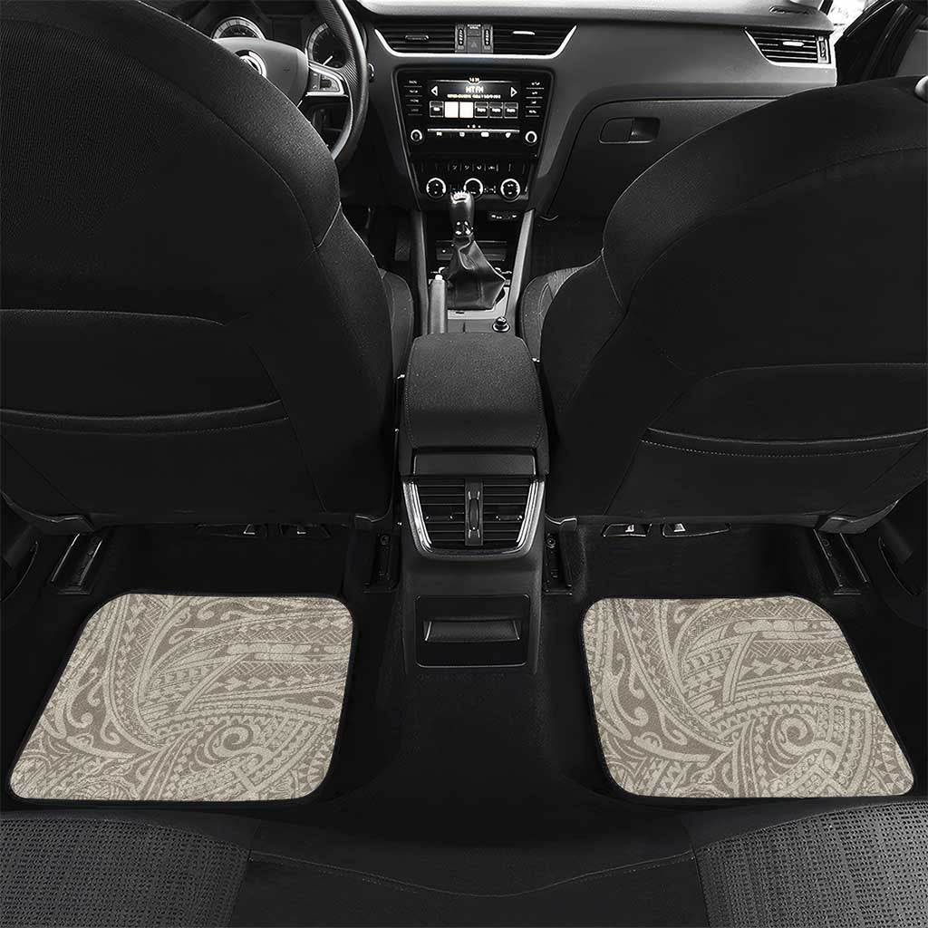 Tahitian Tiare Flower Car Mats Beige Polynesian Pattern LT9 Set 2pcs - Back Beige - Polynesian Pride