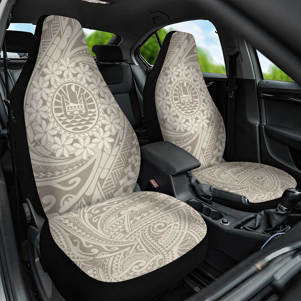 Tahitian Tiare Flower Car Seat Cover Beige Polynesian Pattern