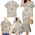 Tahitian Tiare Flower Family Matching Mermaid Dress and Hawaiian Shirt Beige Polynesian Pattern