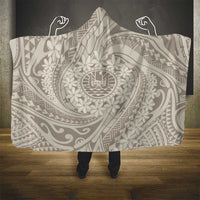 Tahitian Tiare Flower Hooded Blanket Beige Polynesian Pattern LT9 - Polynesian Pride