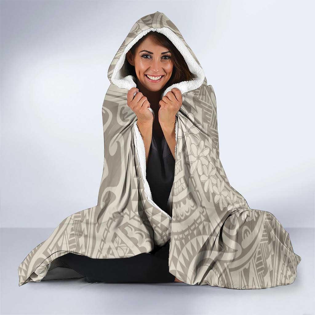 Tahitian Tiare Flower Hooded Blanket Beige Polynesian Pattern LT9 - Polynesian Pride