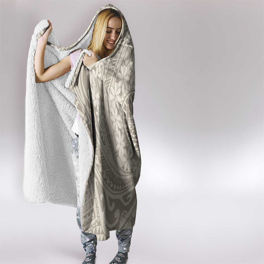 Tahitian Tiare Flower Hooded Blanket Beige Polynesian Pattern LT9 - Polynesian Pride