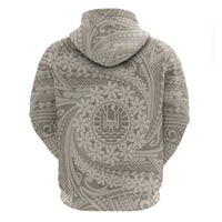Tahitian Tiare Flower Hoodie Beige Polynesian Pattern LT9 - Polynesian Pride