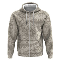 Tahitian Tiare Flower Hoodie Beige Polynesian Pattern LT9 Zip Hoodie Beige - Polynesian Pride