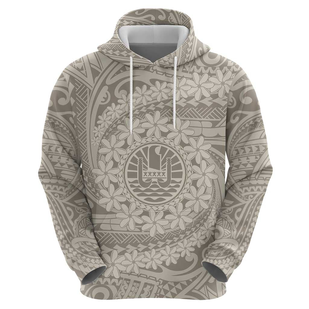 Tahitian Tiare Flower Hoodie Beige Polynesian Pattern LT9 - Polynesian Pride