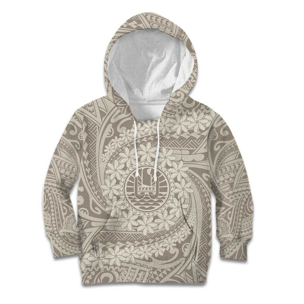 Tahitian Tiare Flower Kid Hoodie Beige Polynesian Pattern LT9 Hoodie Beige - Polynesian Pride