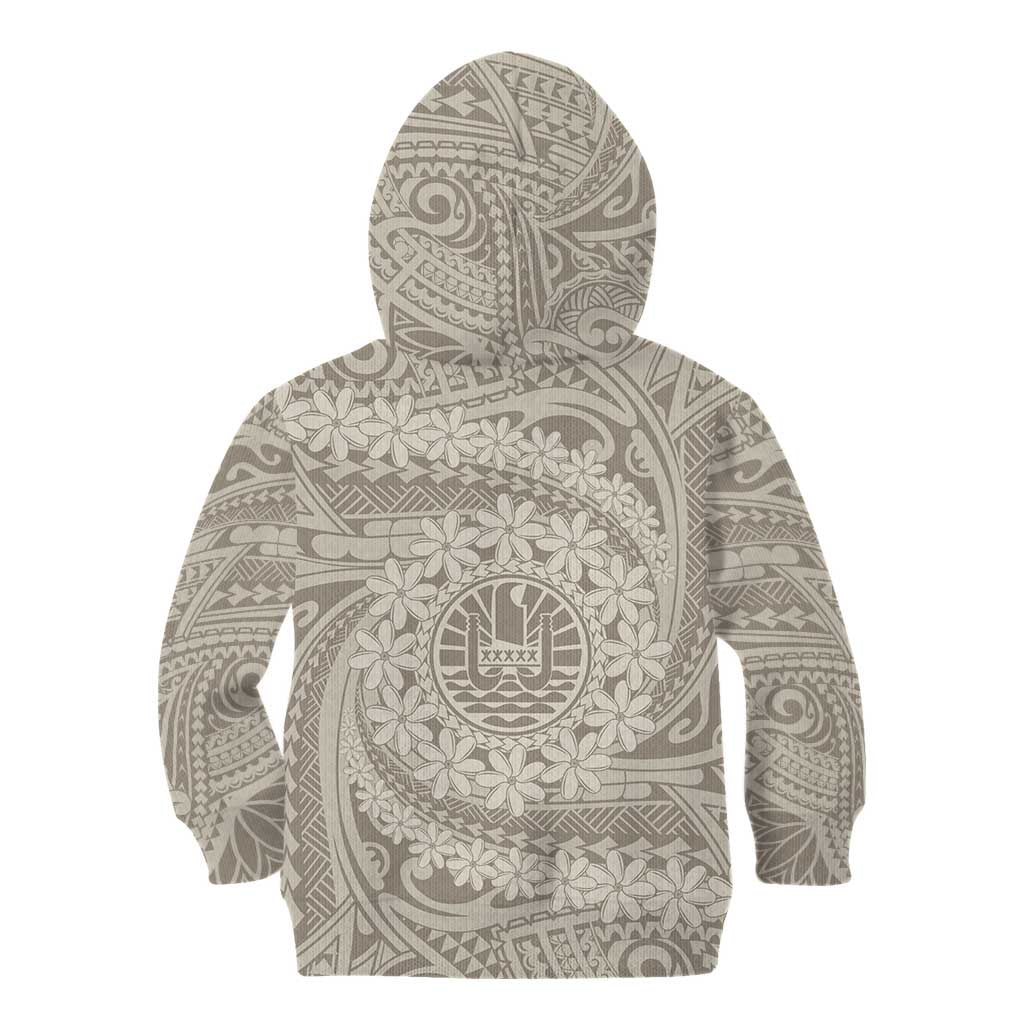 Tahitian Tiare Flower Kid Hoodie Beige Polynesian Pattern LT9 - Polynesian Pride