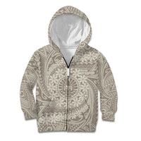 Tahitian Tiare Flower Kid Hoodie Beige Polynesian Pattern LT9 Zip Hoodie Beige - Polynesian Pride
