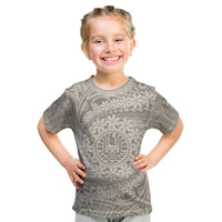 Tahitian Tiare Flower Kid T Shirt Beige Polynesian Pattern LT9 Beige - Polynesian Pride