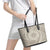 Tahitian Tiare Flower Leather Tote Bag Beige Polynesian Pattern