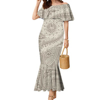 Tahitian Tiare Flower Mermaid Dress Beige Polynesian Pattern LT9 Women Beige - Polynesian Pride