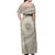 Tahitian Tiare Flower Off Shoulder Maxi Dress Beige Polynesian Pattern