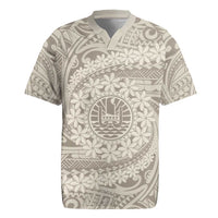 Tahitian Tiare Flower Rugby Jersey Beige Polynesian Pattern LT9 Beige - Polynesian Pride