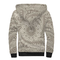 Tahitian Tiare Flower Sherpa Hoodie Beige Polynesian Pattern LT9 - Polynesian Pride
