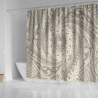 Tahitian Tiare Flower Shower Curtain Beige Polynesian Pattern LT9 - Polynesian Pride