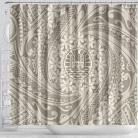 Tahitian Tiare Flower Shower Curtain Beige Polynesian Pattern LT9 - Polynesian Pride