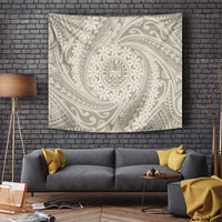 Tahitian Tiare Flower Tapestry Beige Polynesian Pattern LT9 - Polynesian Pride