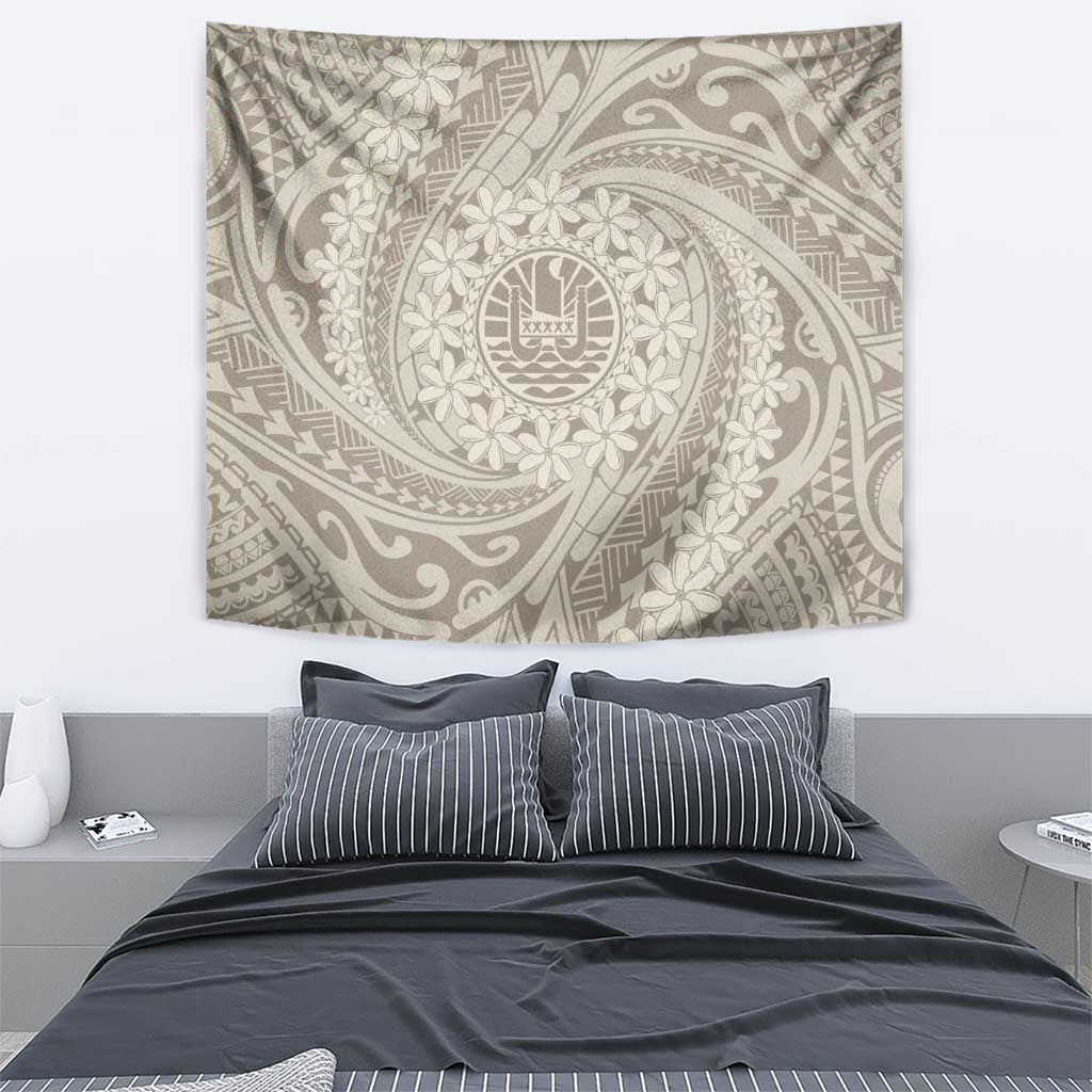 Tahitian Tiare Flower Tapestry Beige Polynesian Pattern LT9 - Polynesian Pride