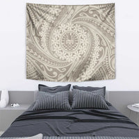 Tahitian Tiare Flower Tapestry Beige Polynesian Pattern LT9 - Polynesian Pride
