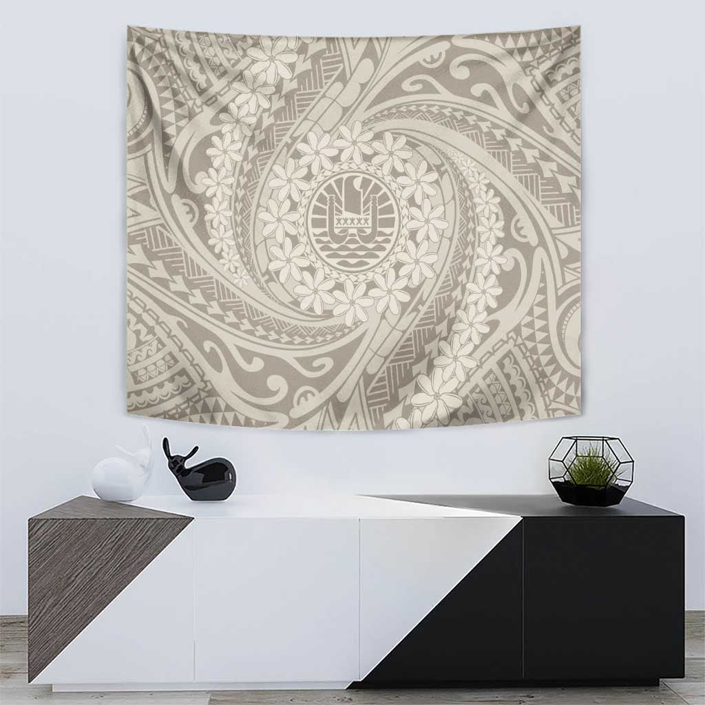 Tahitian Tiare Flower Tapestry Beige Polynesian Pattern LT9 - Polynesian Pride