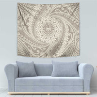 Tahitian Tiare Flower Tapestry Beige Polynesian Pattern LT9 - Polynesian Pride