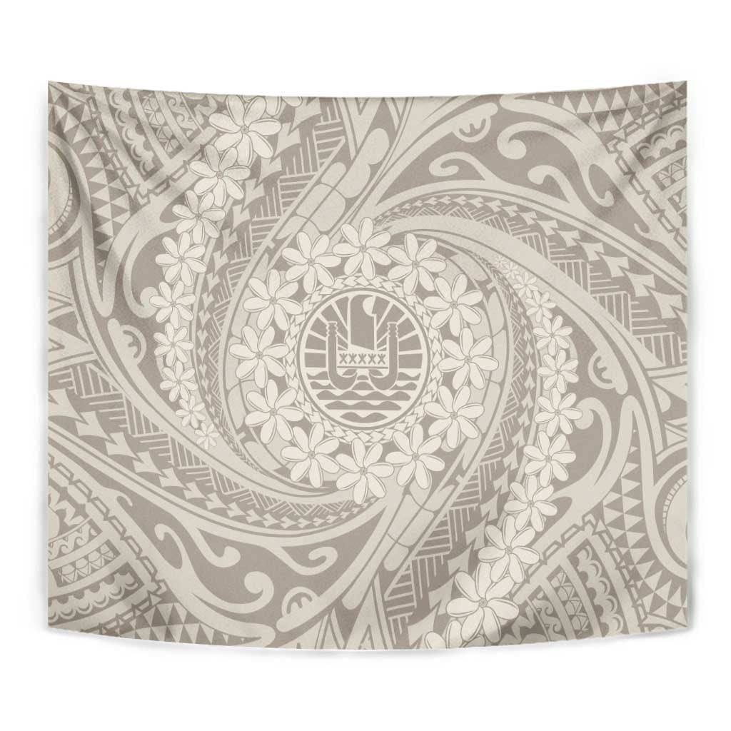 Tahitian Tiare Flower Tapestry Beige Polynesian Pattern LT9 - Polynesian Pride