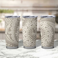 Tahitian Tiare Flower Tumbler Cup Beige Polynesian Pattern LT9 - Polynesian Pride