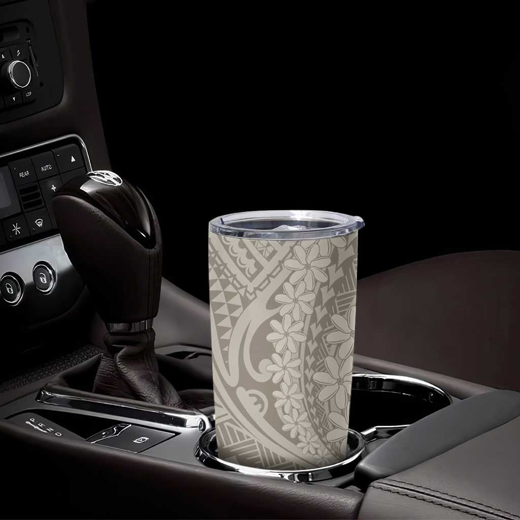 Tahitian Tiare Flower Tumbler Cup Beige Polynesian Pattern LT9 - Polynesian Pride