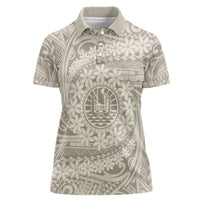 Tahitian Tiare Flower Women Polo Shirt Beige Polynesian Pattern LT9 Female Beige - Polynesian Pride
