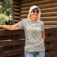 Tahitian Tiare Flower Women Polo Shirt Beige Polynesian Pattern LT9 - Polynesian Pride