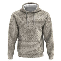 Tahitian Tiare Flower Zip Hoodie Beige Polynesian Pattern LT9 Pullover Hoodie Beige - Polynesian Pride